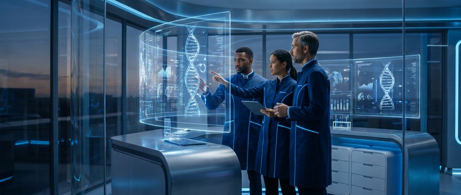 Genomics researchers working with molecular data